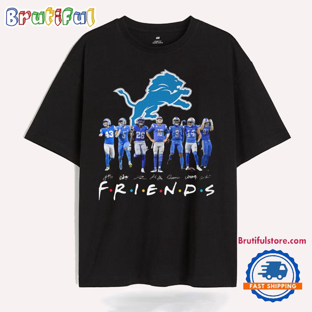 Detroit Lions NFL 2024 Football Team Graphics Signature Friends Design T Shirt