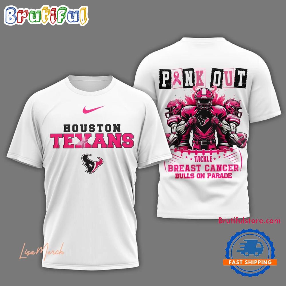 Houston Texans Football Pink Out Tackle Breast Cancer New Design T Shirt