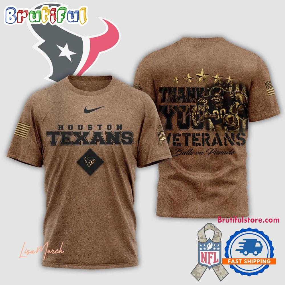 Houston Texans Thank You Veterans Bulls On Parade T Shirt