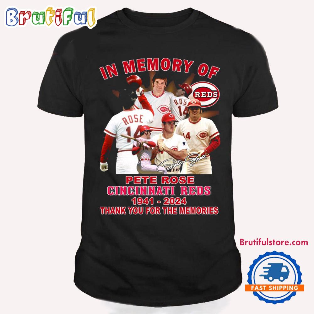 In Memory Of Pete Rose 1941-2024 Cincinnati Reds Thank You For The Memories T Shirt