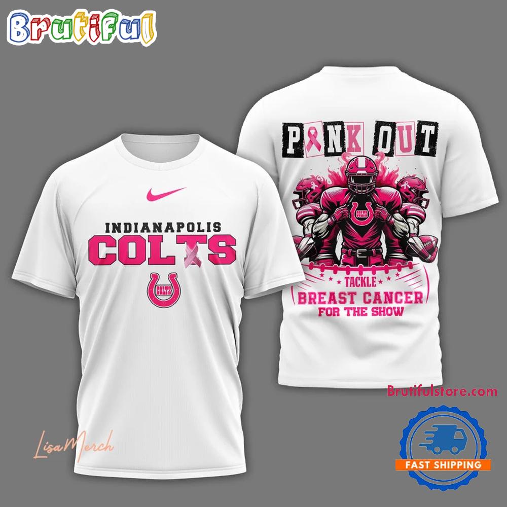 Indianapolis Colts Football Pink Out Tackle Breast Cancer New Design T Shirt
