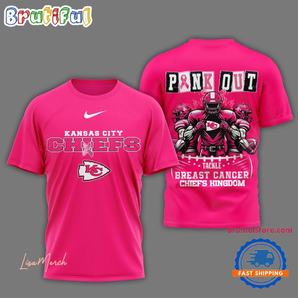 Kansas City Chiefs Football Pink Out Tackle Breast Cancer New Design Pink T Shirt