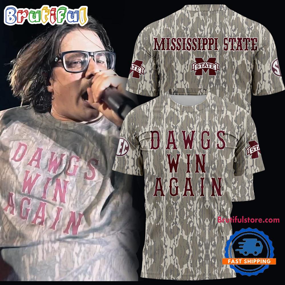 Mississippi State Bulldogs Football Hardy MSU Vintage Dawgs Win Again Camo T Shirt