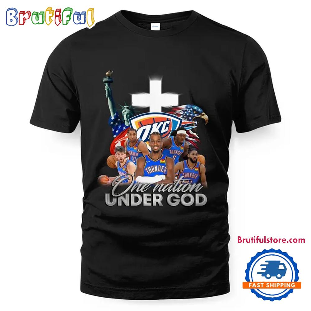 NBA Oklahoma City Thunder One Nation Under God Vintage T Shirt