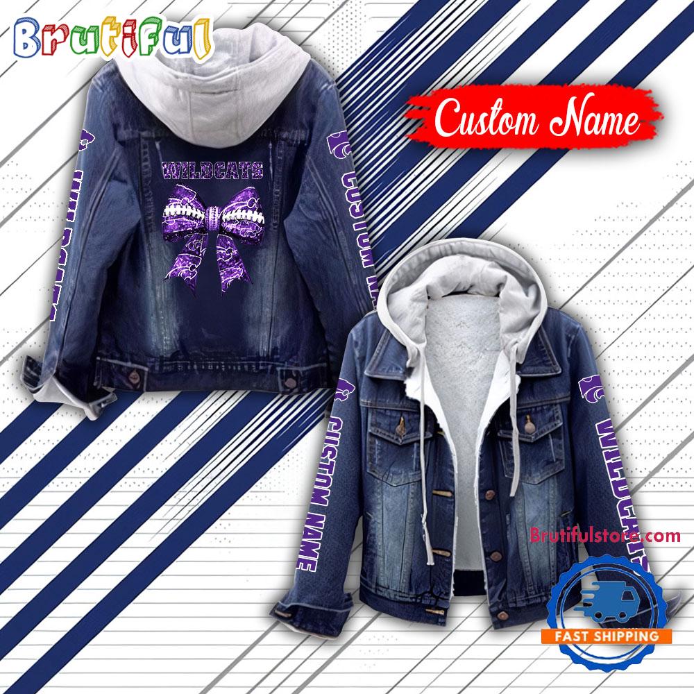 NCAA Kansas State Wildcats Team Logo Sport Design Hooded Denim Jacket