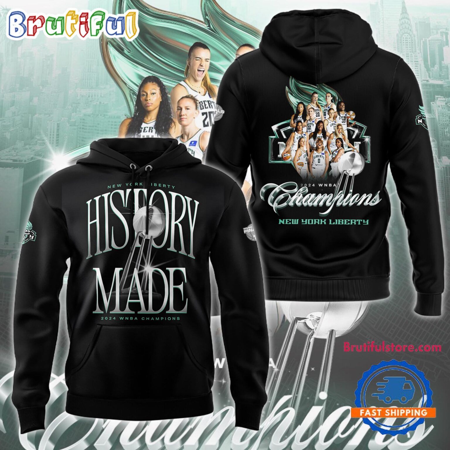 New York Liberty Basketball 2024 WNBA Champions Finals Hoodie
