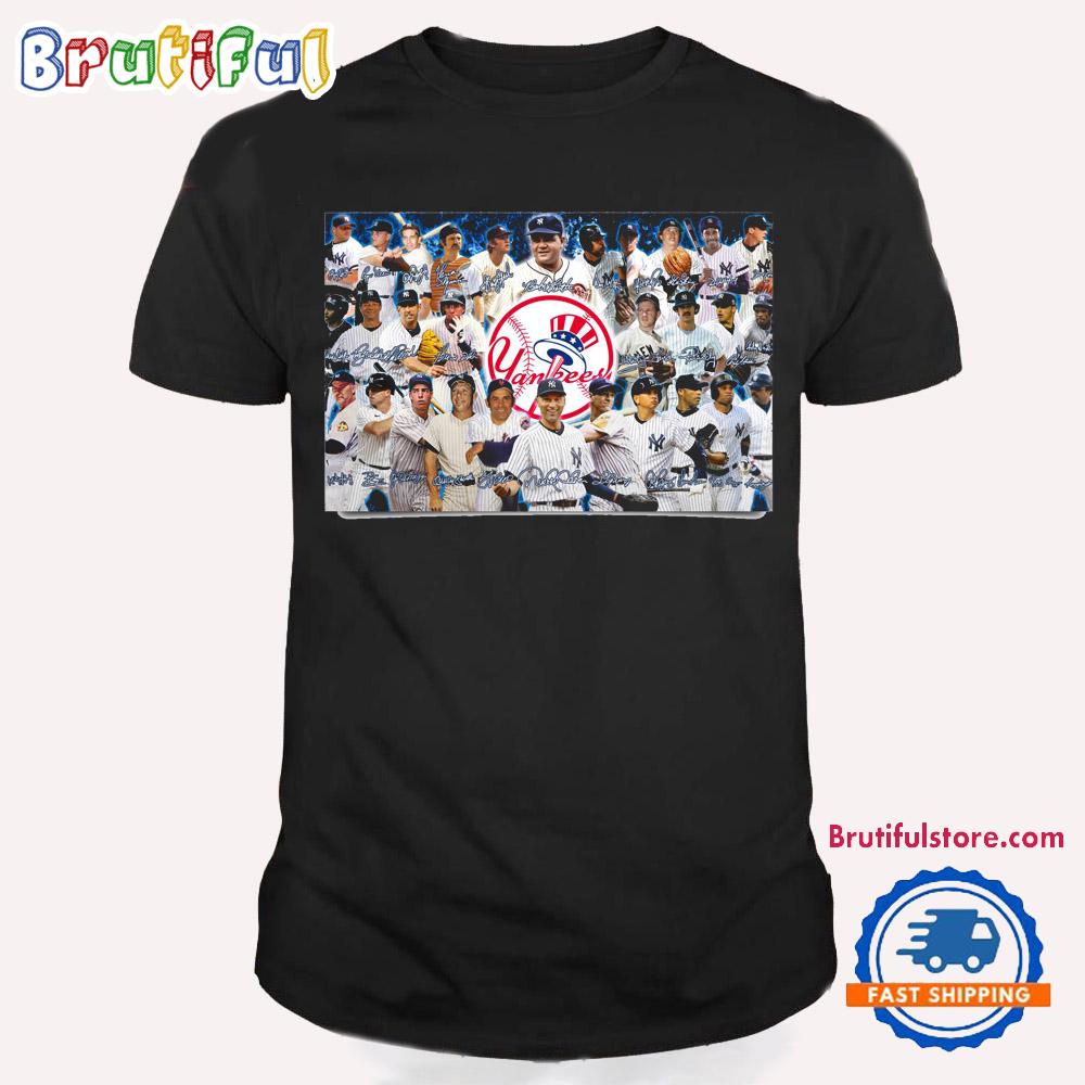 New York Yankees Baseball All Team Player Signature T Shirt