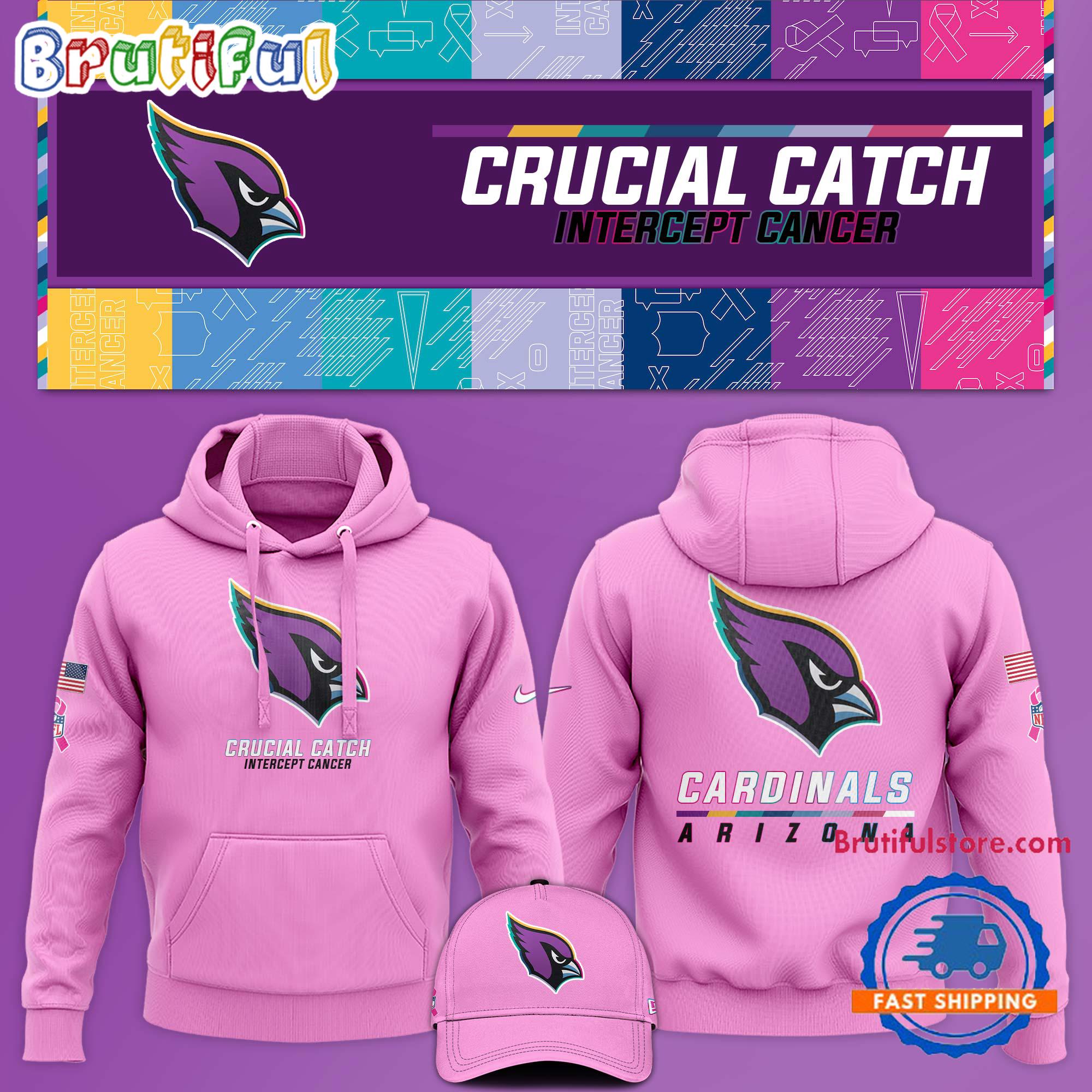 NFL Arizona Cardinals Crucial Catch Pink Breast Cancer Awareness Limited Edition Hoodie