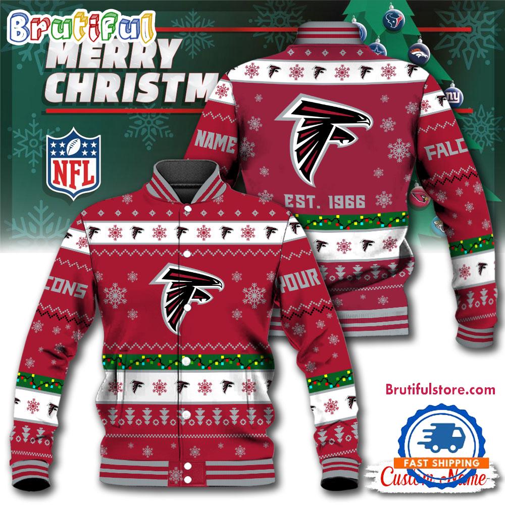 NFL Atlanta Falcons Snow Xmas Tree Christmas Custom Baseball Jacket