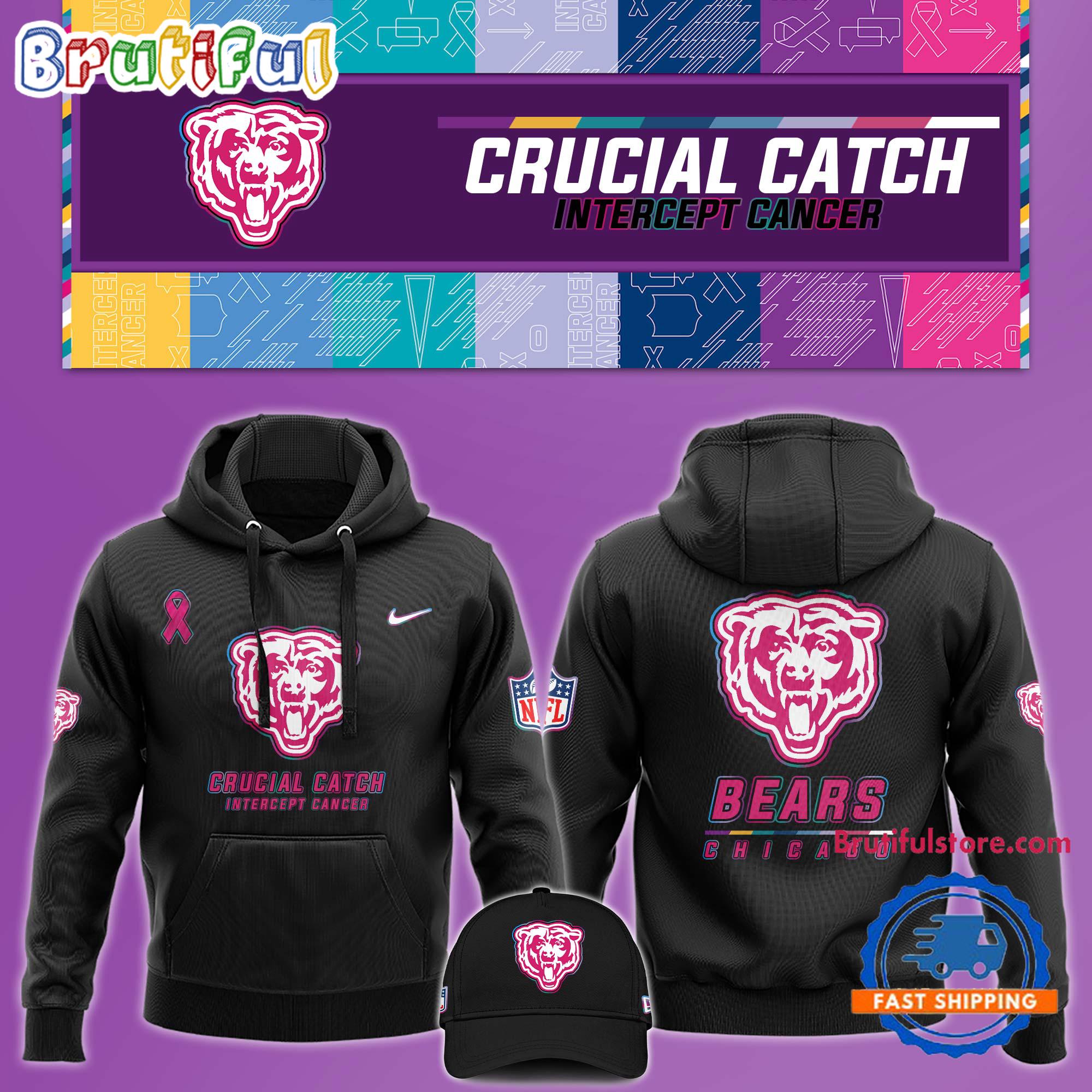 NFL Chicago Bears Crucial Catch Pink Breast Cancer Awareness New Unisex Hoodie, Sweatshirt, T Shirt