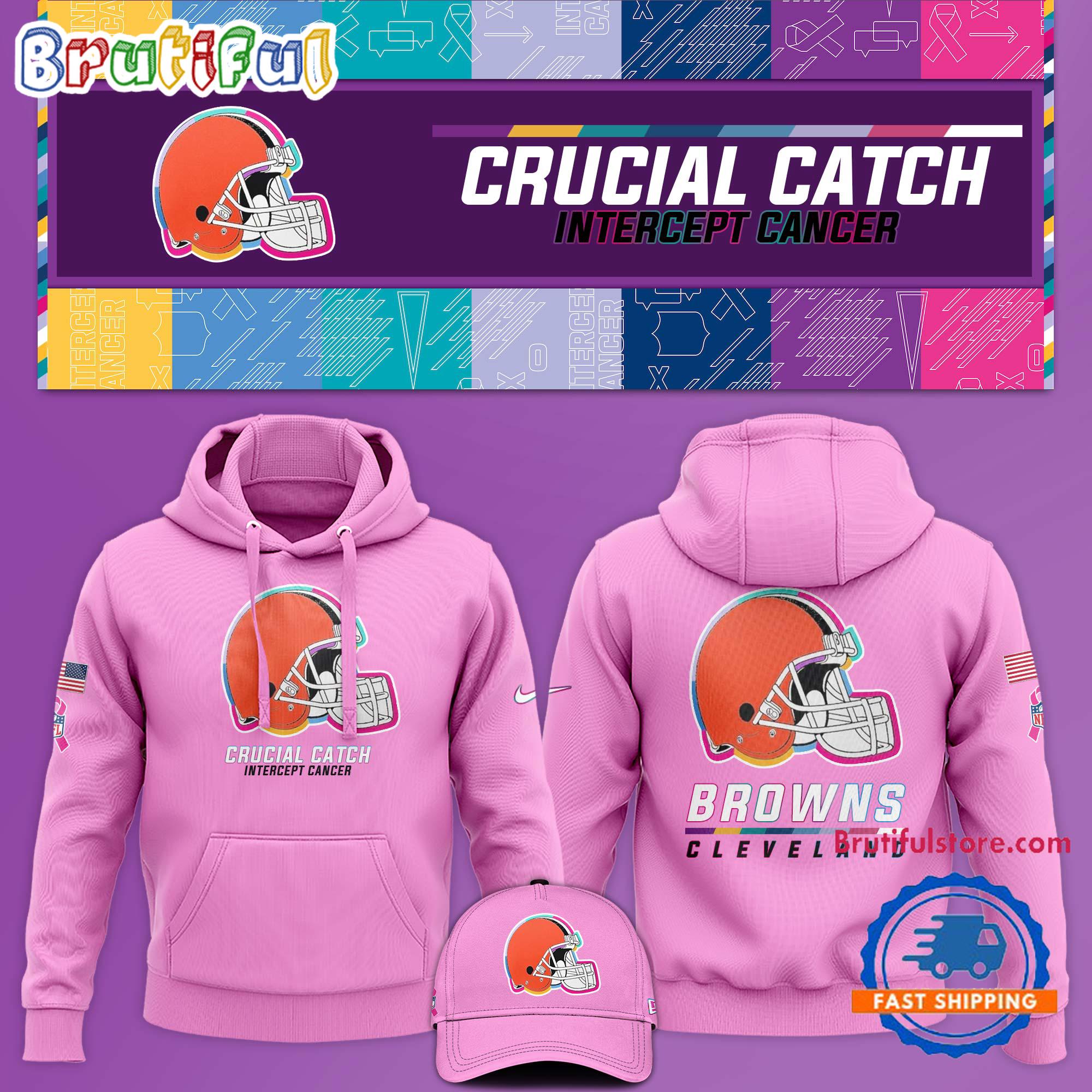 NFL Cleveland Browns Crucial Catch Pink Breast Cancer Awareness Limited Edition Hoodie
