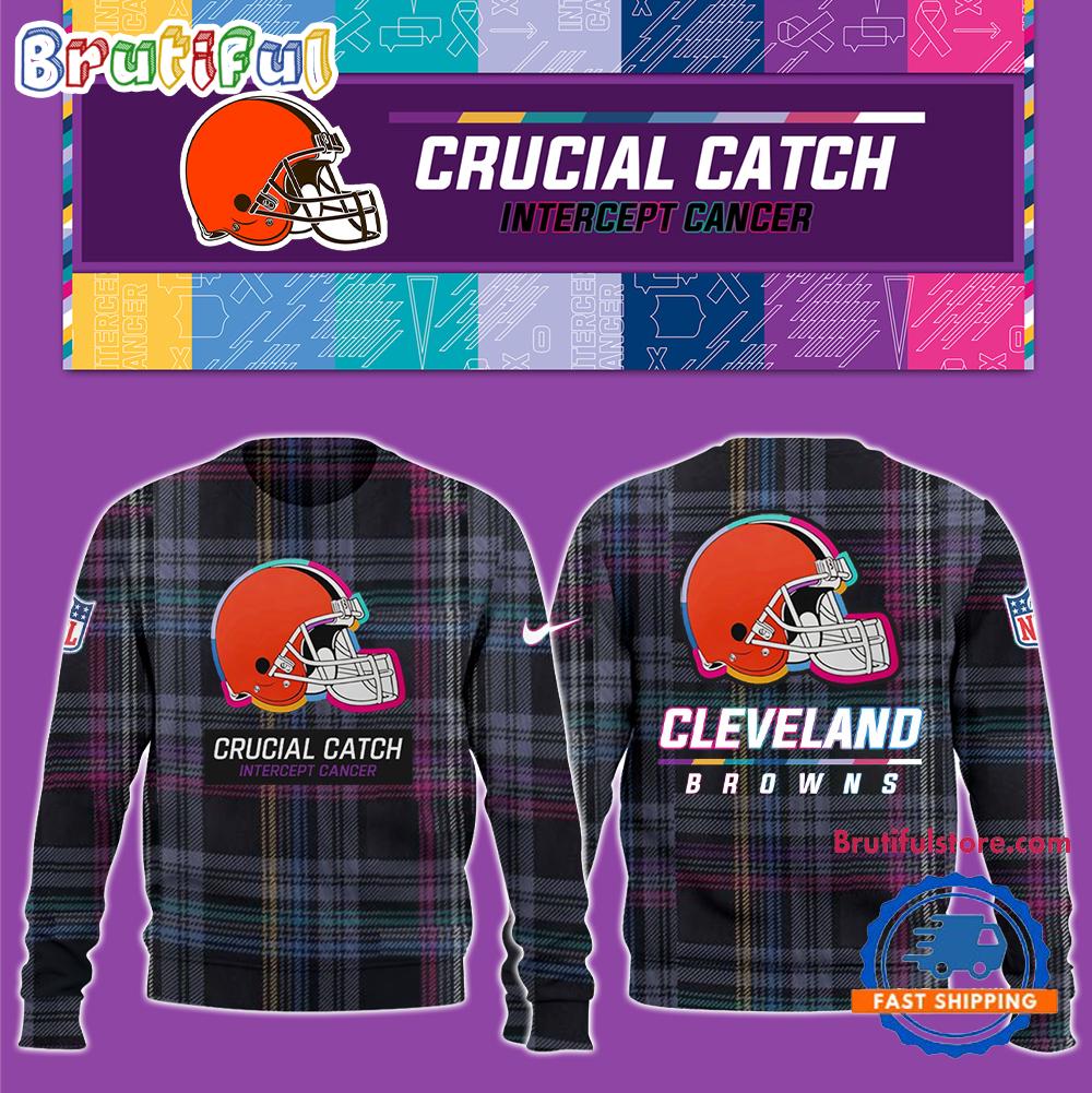NFL Cleveland Browns Football Crucial Catch Intercept Cancer Design New Unisex Sweatshirt, Hoodie, TShirt