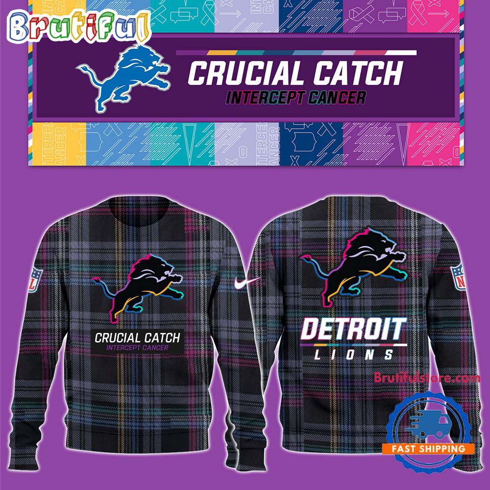 NFL Detroit Lions Football Crucial Catch Intercept Cancer Design New Unisex Sweatshirt, Hoodie, TShirt