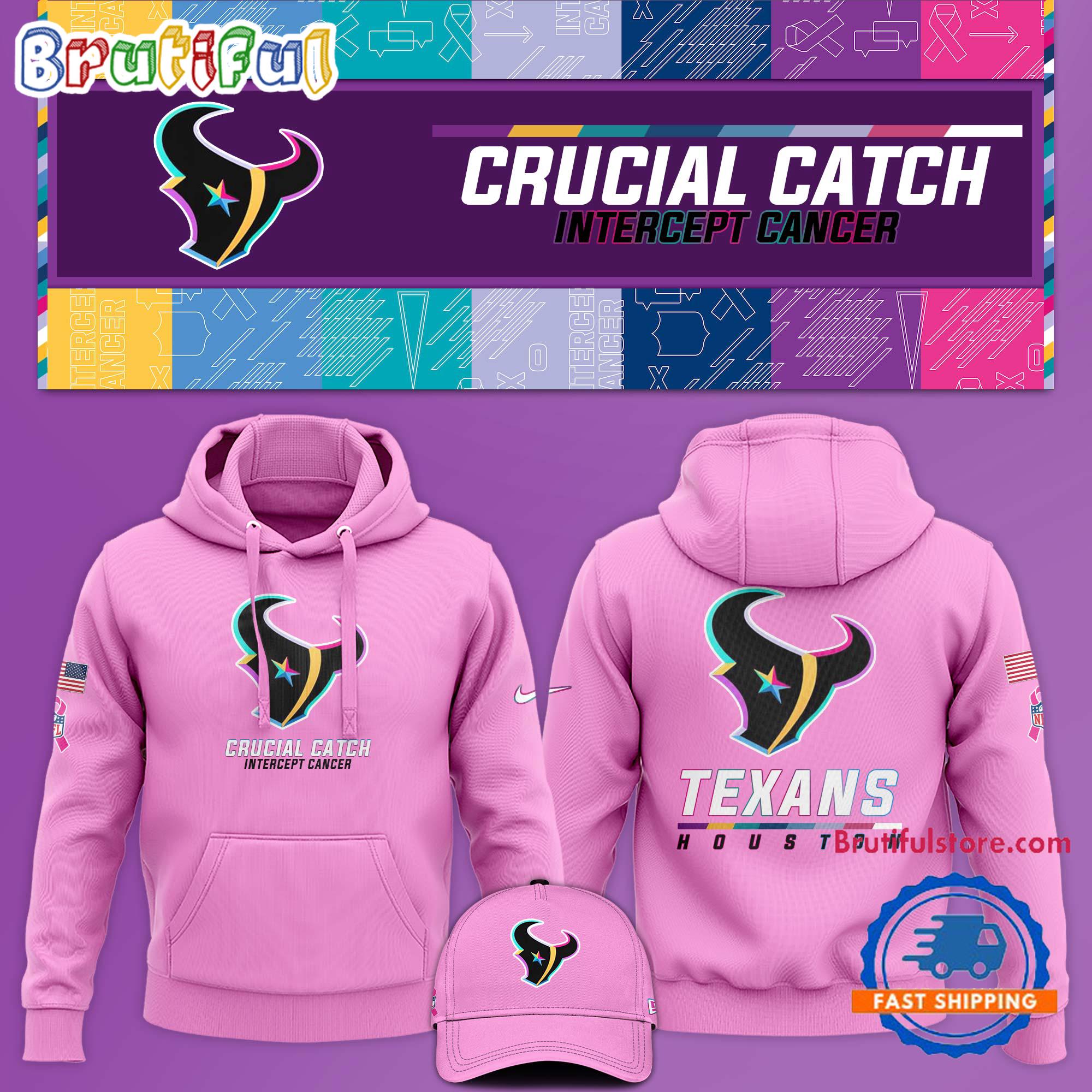 NFL Houston Texans Crucial Catch Pink Breast Cancer Awareness Limited Edition Hoodie