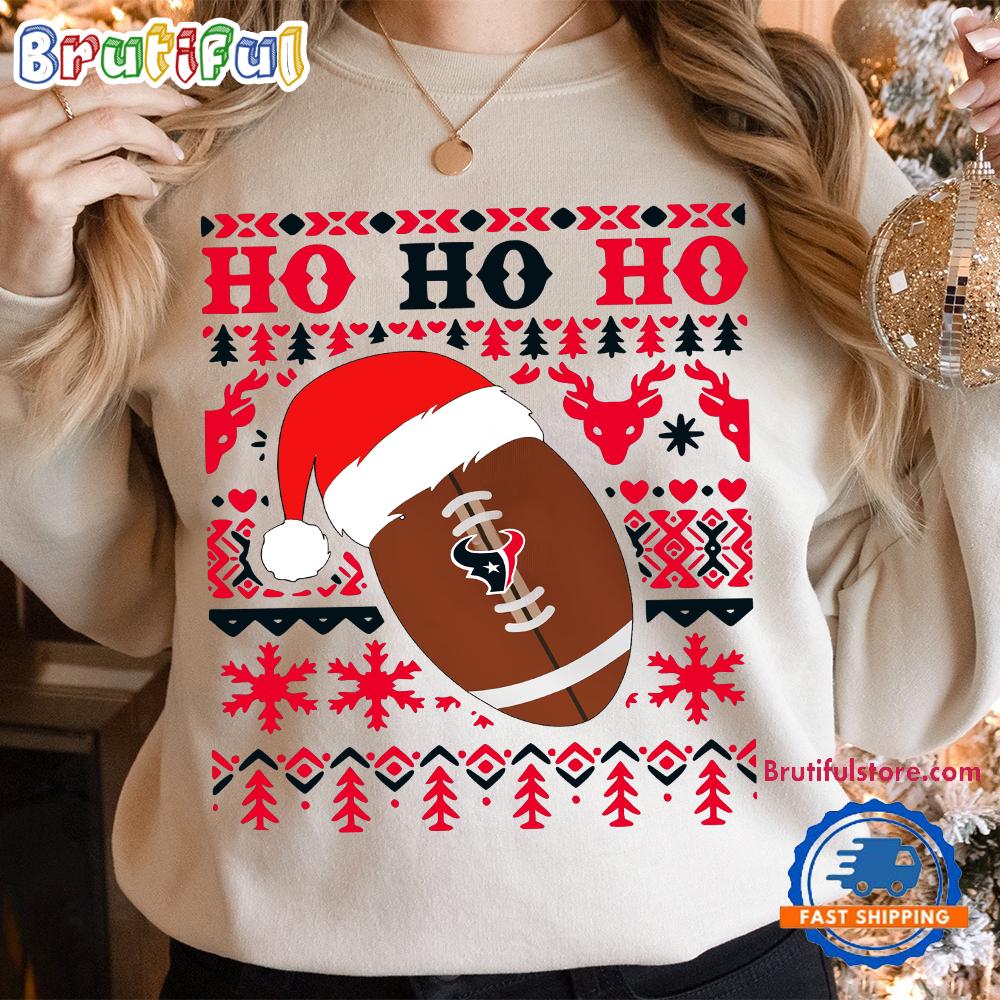 NFL Houston Texans Football Santa Claus Hohoho Christmas Pattern Sweatshirt