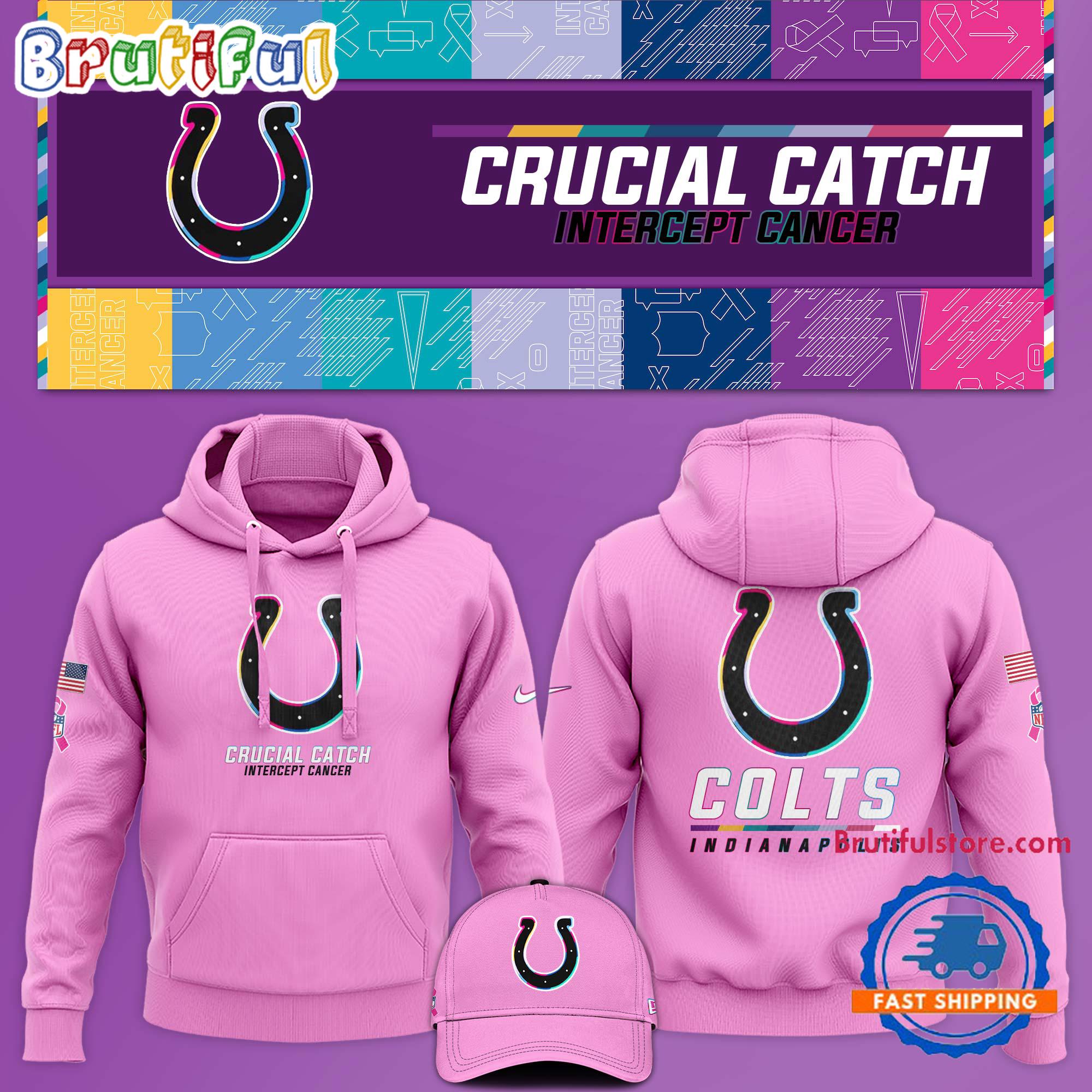 NFL Indianapolis Colts Crucial Catch Pink Breast Cancer Awareness Limited Edition Hoodie