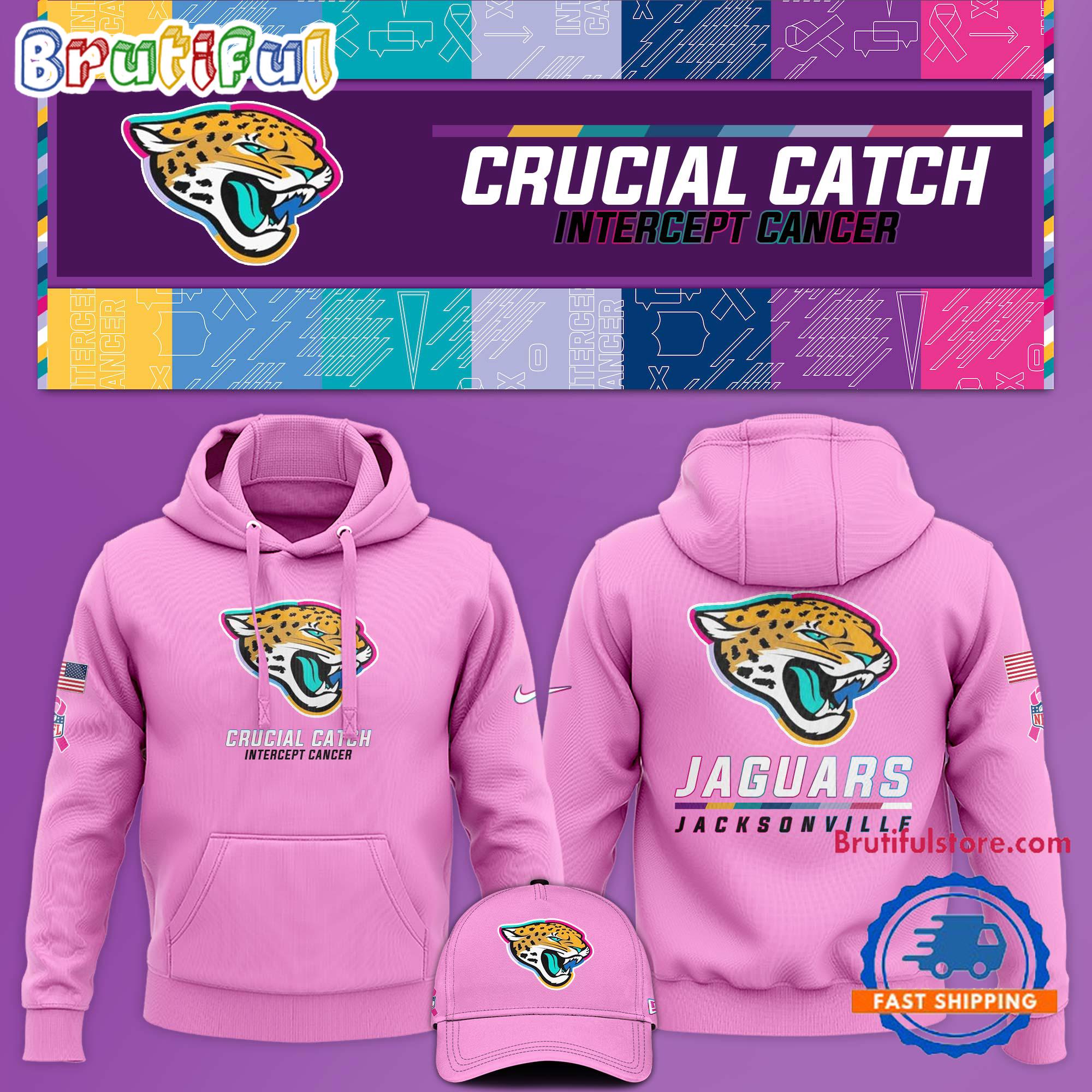 NFL Jacksonville Jaguars Crucial Catch Pink Breast Cancer Awareness Limited Edition Hoodie