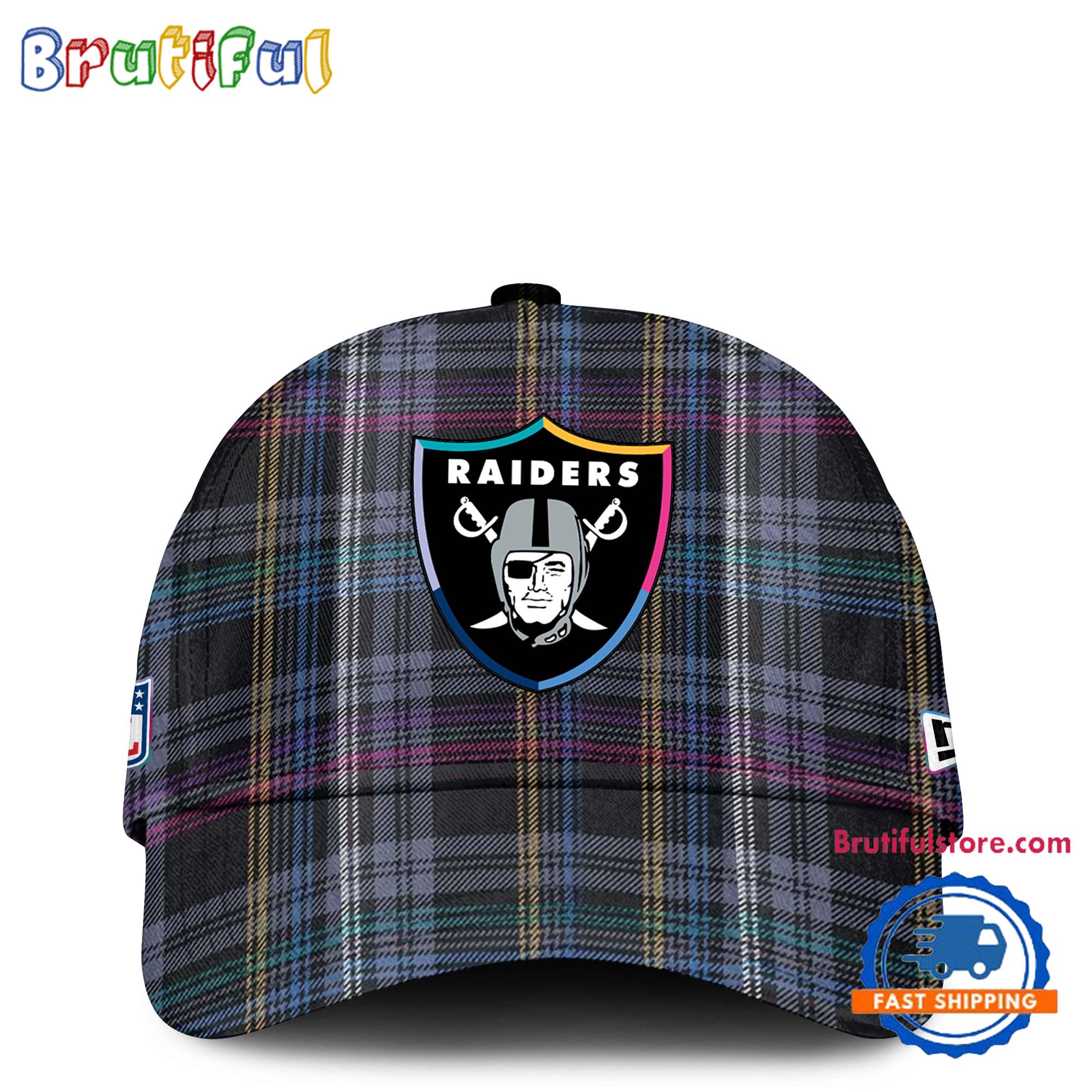 NFL Las Vegas Raiders Football Crucial Catch Intercept Cancer Design New Cap Hats