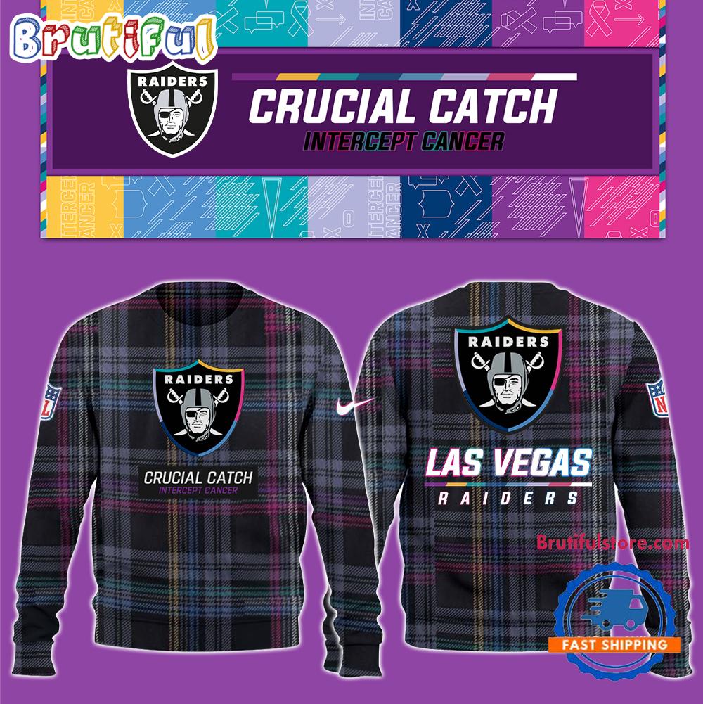 NFL Las Vegas Raiders Football Crucial Catch Intercept Cancer Design New Unisex Sweatshirt, Hoodie, TShirt