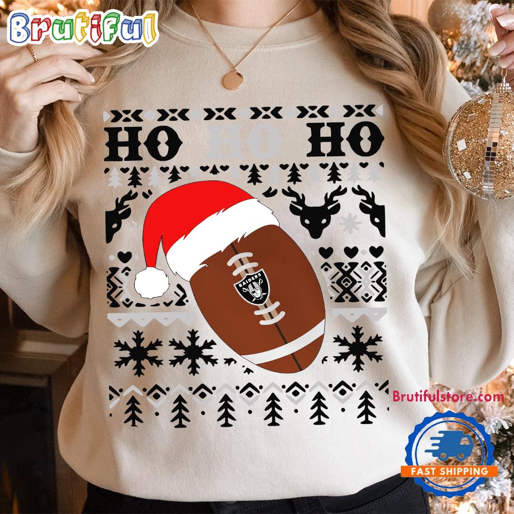NFL Las Vegas Raiders Football Santa Claus Hohoho Christmas Pattern Sweatshirt
