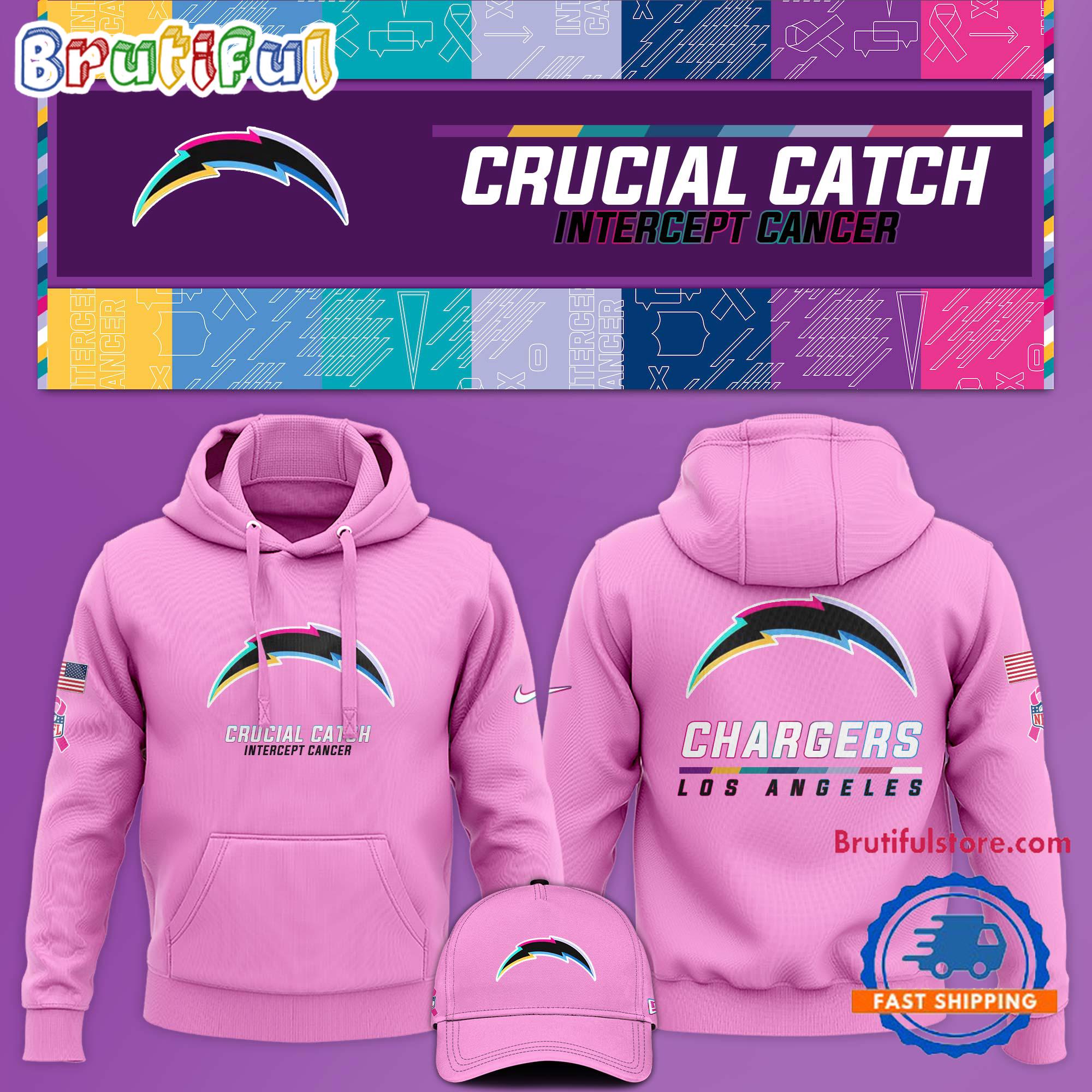 NFL Los Angeles Chargers Crucial Catch Pink Breast Cancer Awareness Limited Edition Hoodie