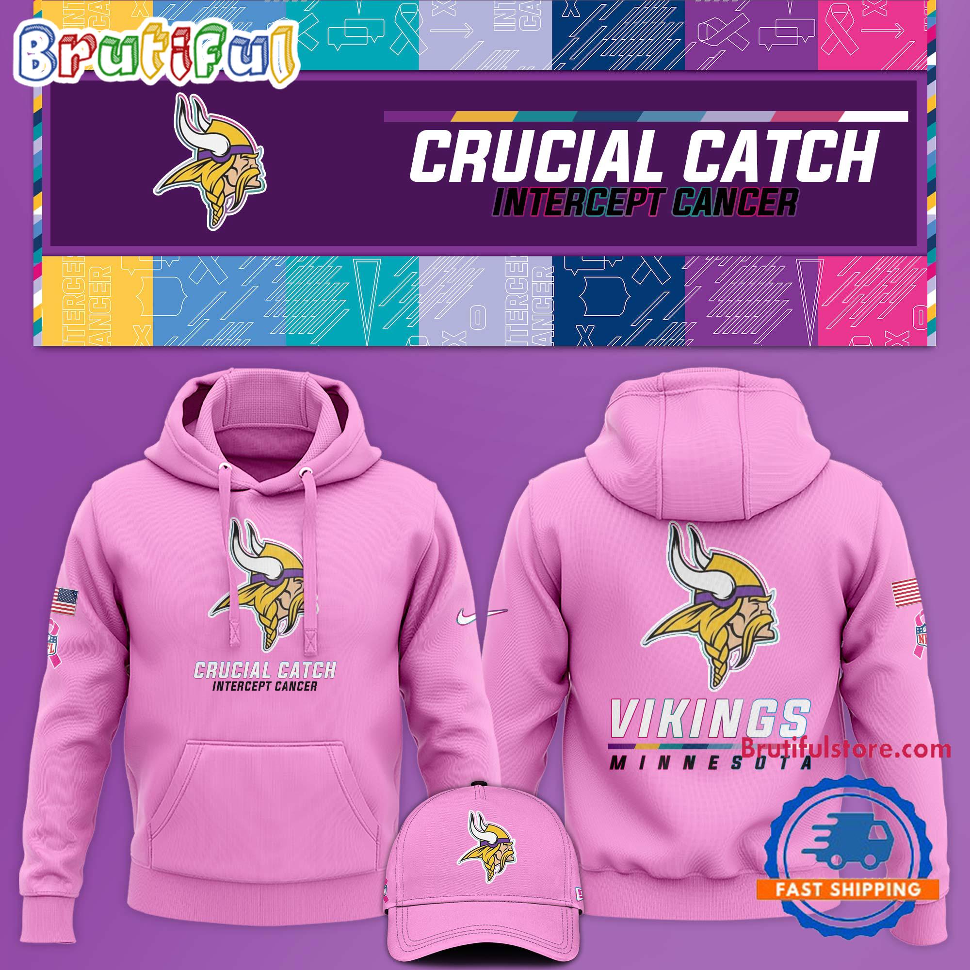 NFL Minnesota Vikings Crucial Catch Pink Breast Cancer Awareness Limited Edition Hoodie