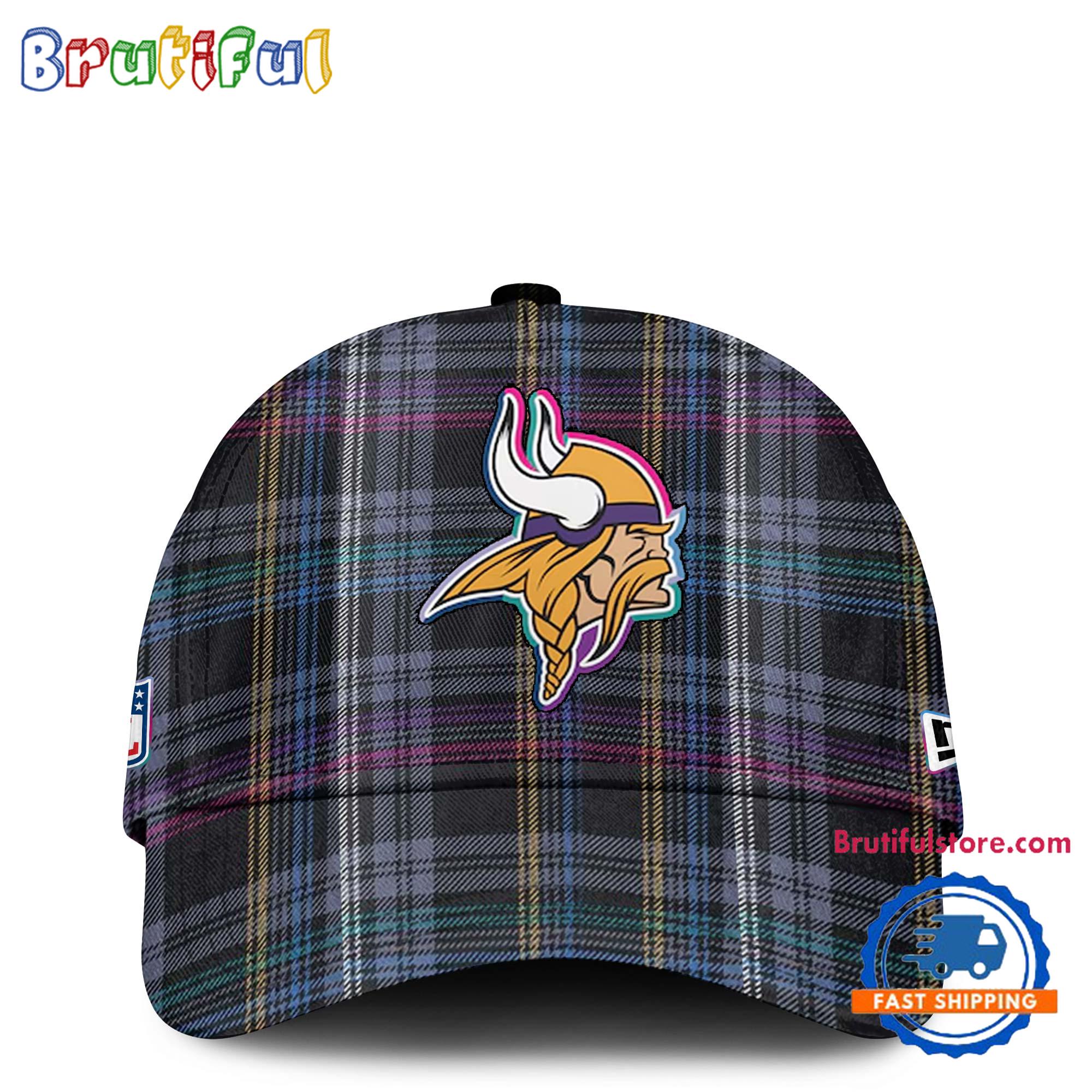 NFL Minnesota Vikings Football Crucial Catch Intercept Cancer Design New Cap Hats