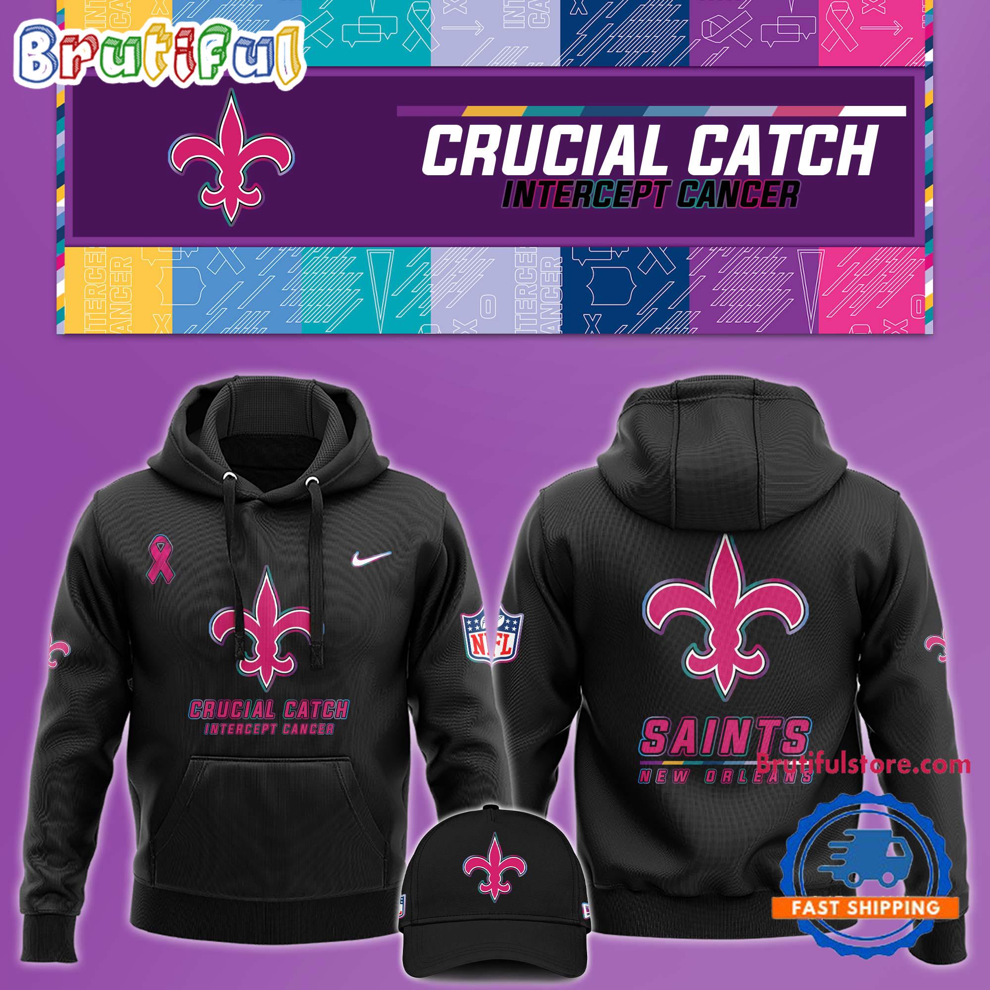 NFL New Orleans Saints Crucial Catch Pink Breast Cancer Awareness New Unisex Hoodie, Sweatshirt, T Shirt