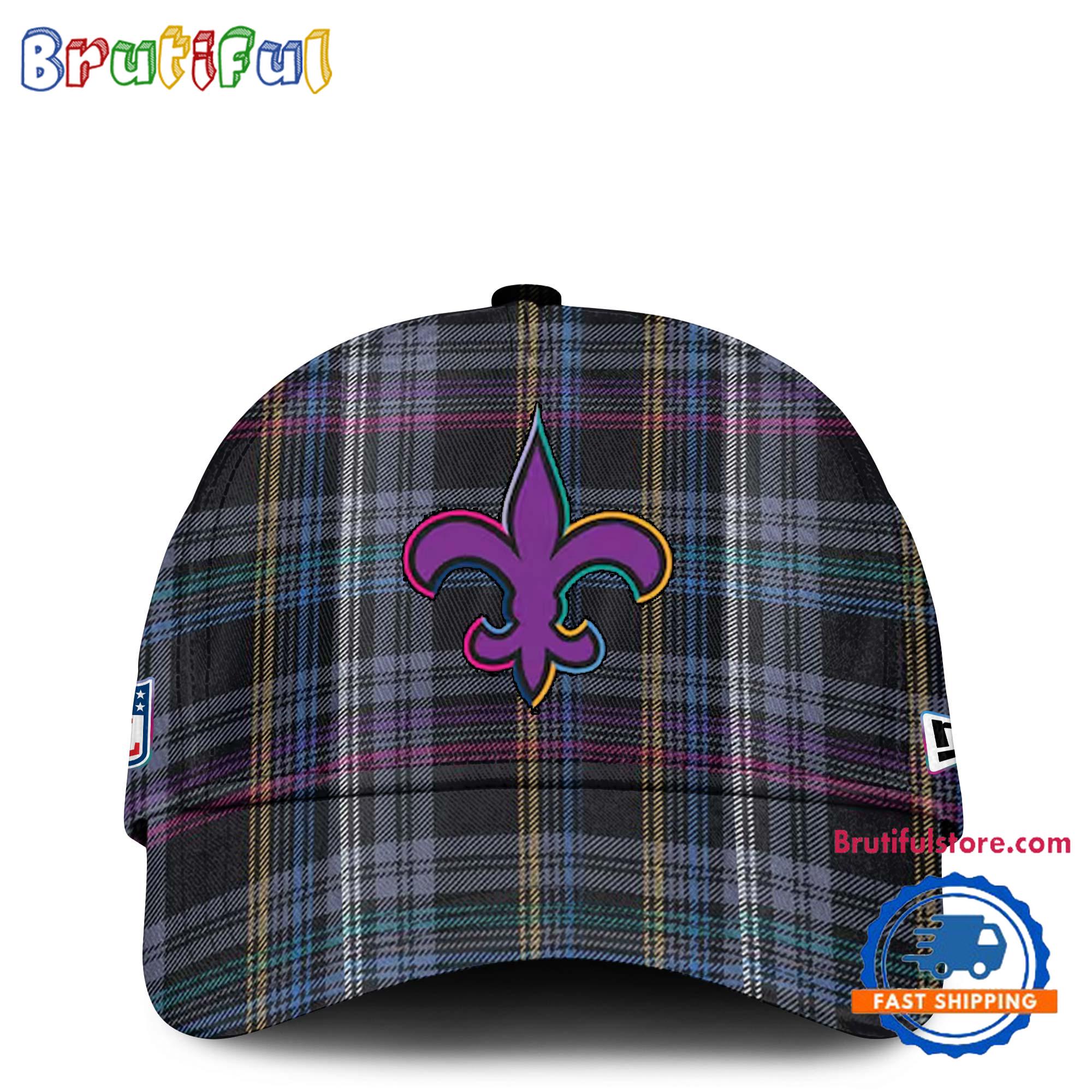 NFL New Orleans Saints Football Crucial Catch Intercept Cancer Design New Cap Hats