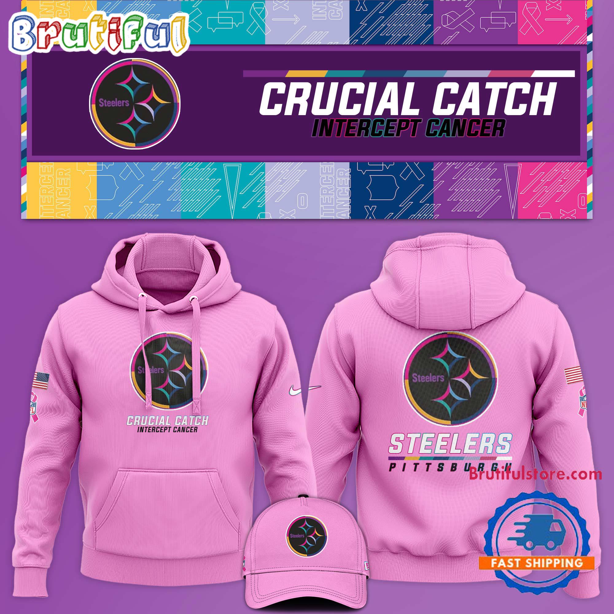 NFL Pittsburgh Steelers Crucial Catch Pink Breast Cancer Awareness Limited Edition Hoodie