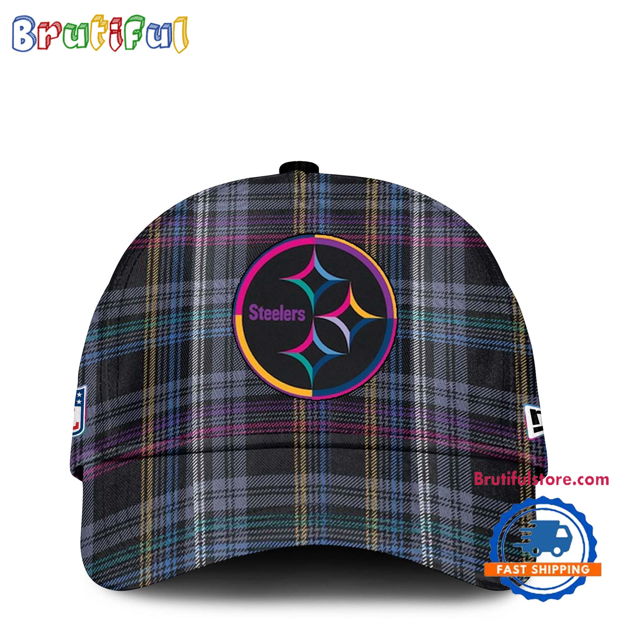 NFL Pittsburgh Steelers Football Crucial Catch Intercept Cancer Design New Cap Hats