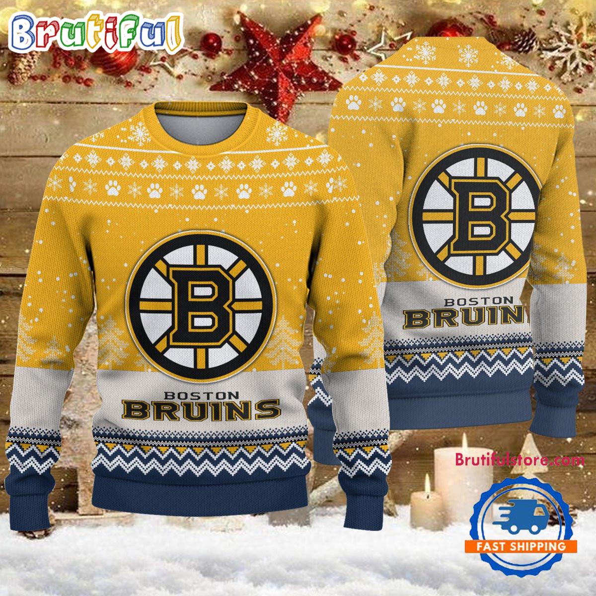 NHL Boston Bruins Hockey Team Design New Ugly Christmas Sweater
