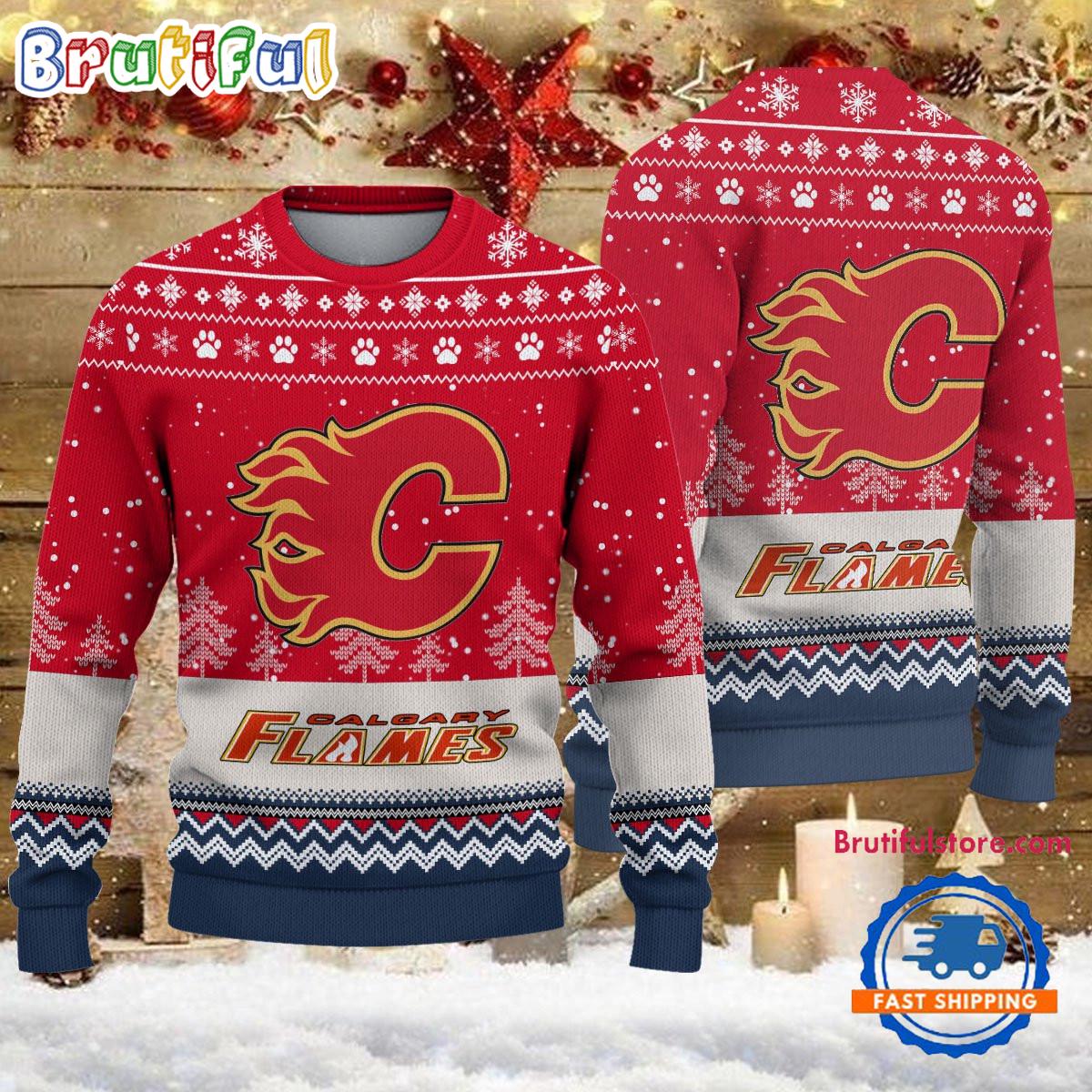 NHL Calgary Flames Hockey Team Design New Ugly Christmas Sweater