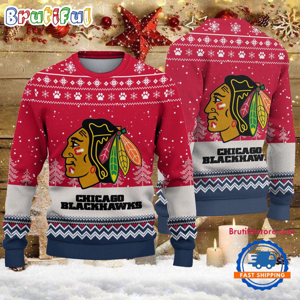 NHL Chicago Blackhawks Hockey Team Design New Ugly Christmas Sweater