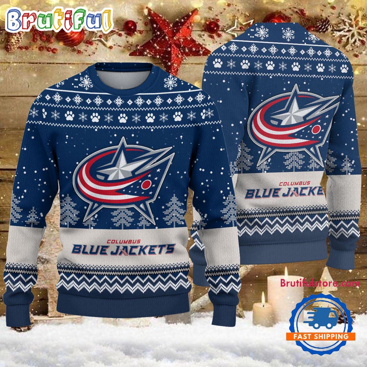 NHL Columbus Blue Jackets Hockey Team Design New Ugly Christmas Sweater