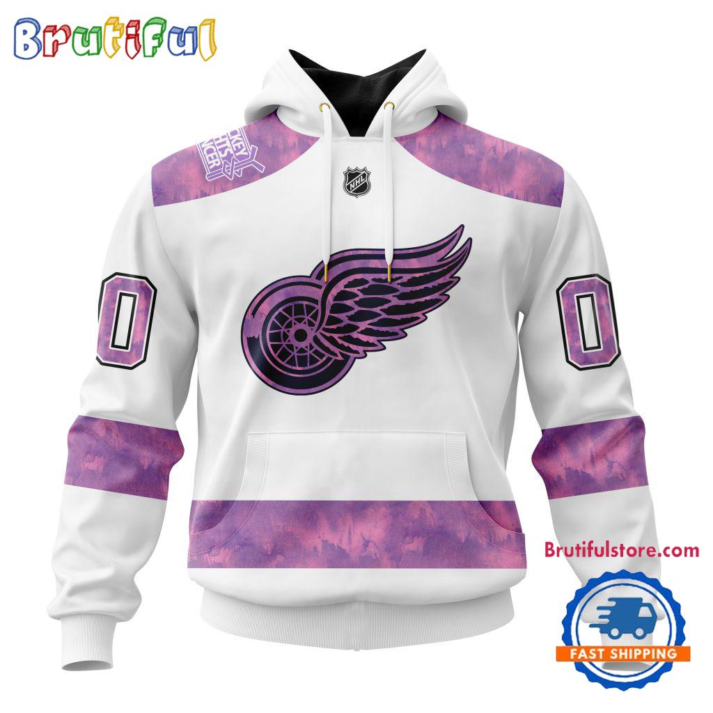 NHL Detroit Red Wings Personalized Hockey Fight Cancer Design Limited New Hoodie, Hockey Fight Cancer 3D Shirt