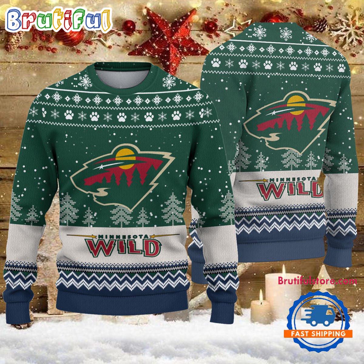 NHL Minnesota Wild Hockey Team Design New Ugly Christmas Sweater