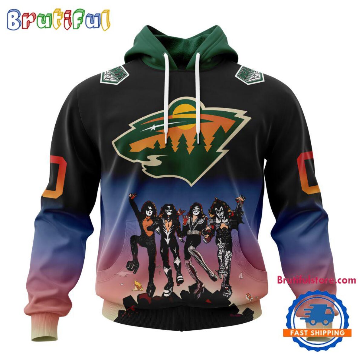 NHL Minnesota Wild X KISS Band Special Hockey Team Music Design