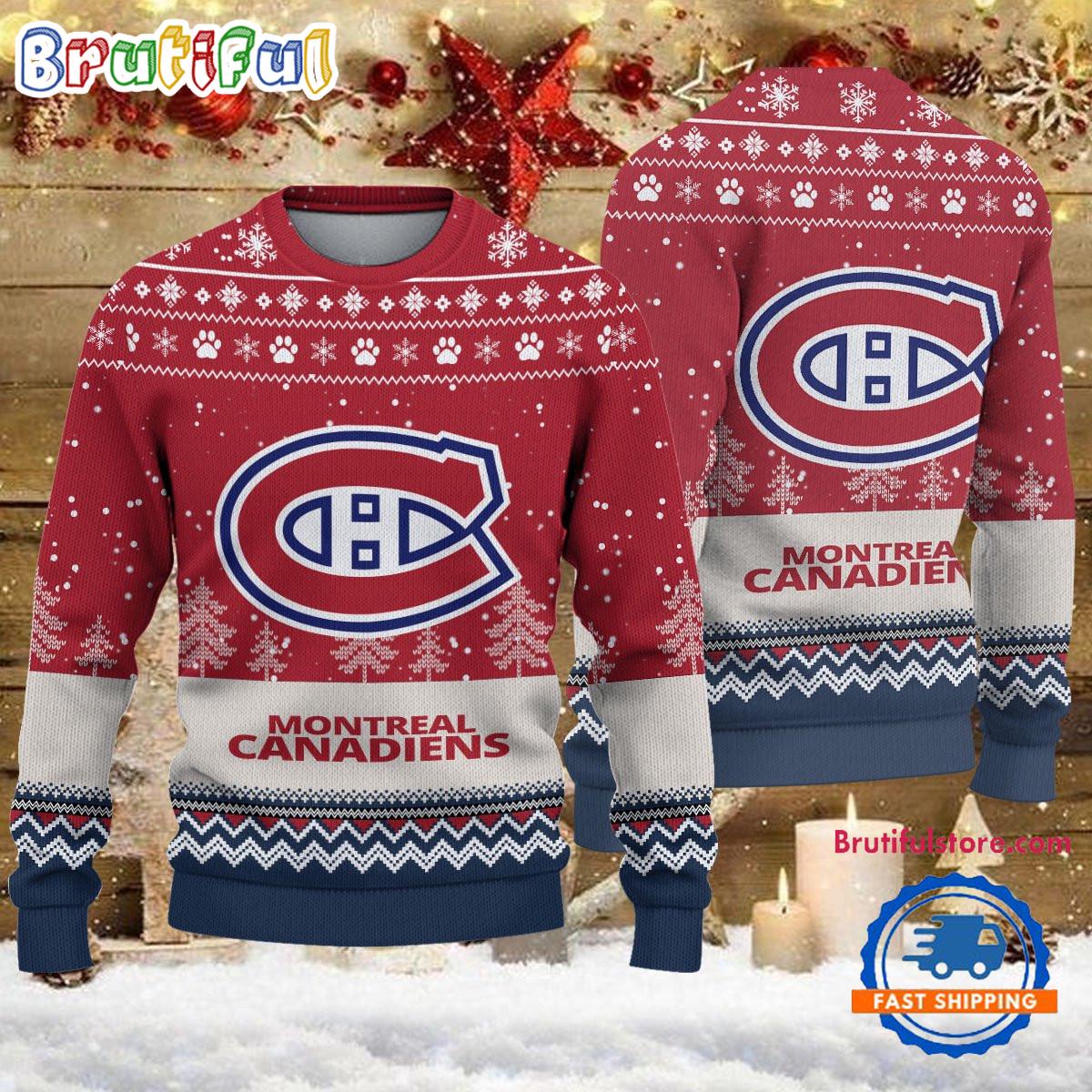 NHL Montreal Canadiens Hockey Team Design New Ugly Christmas Sweater