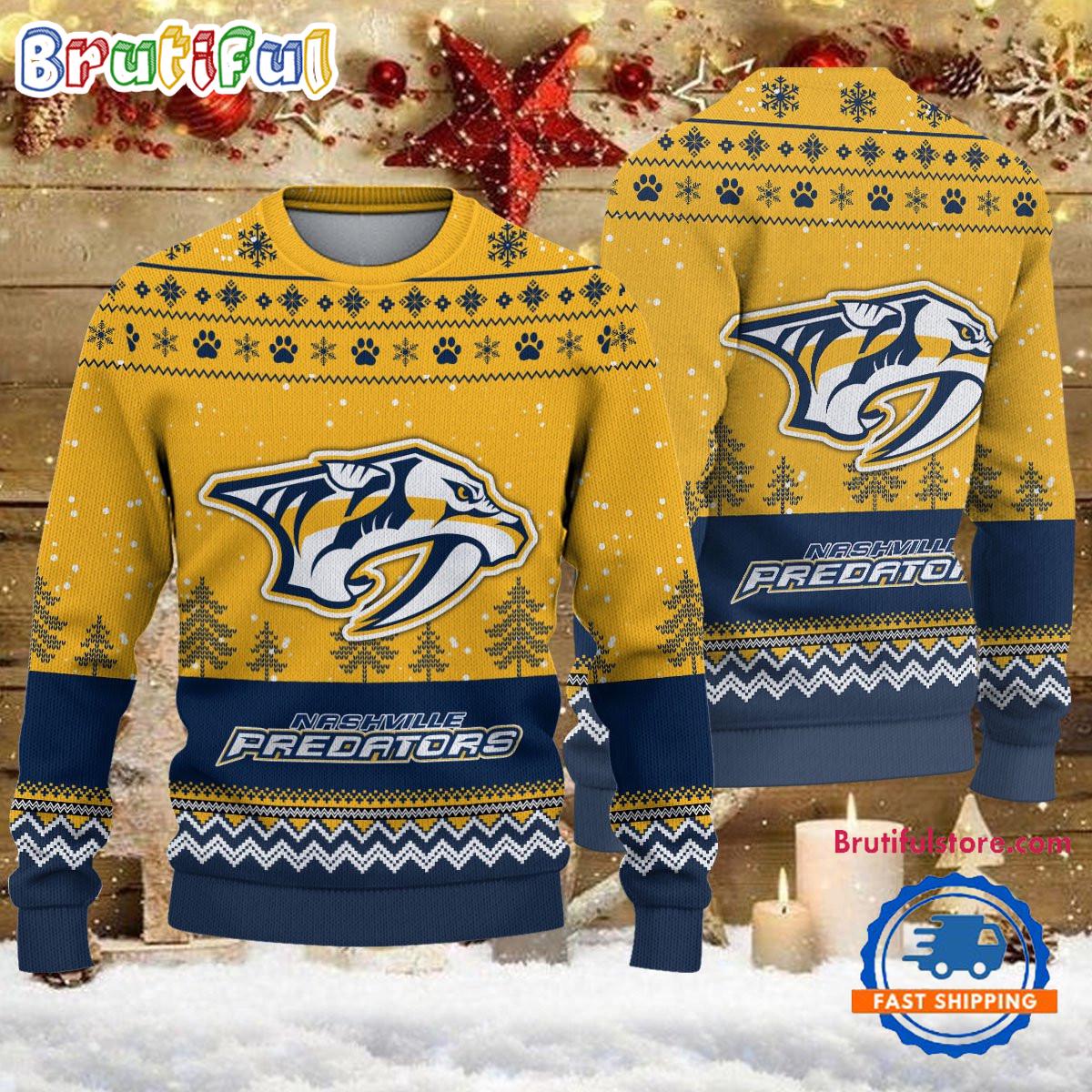 NHL Nashville Predators Hockey Team Design New Ugly Christmas Sweater