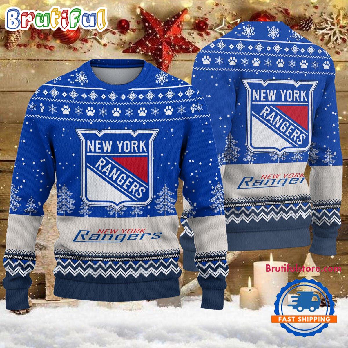NHL New York Rangers Hockey Team Design New Ugly Christmas Sweater