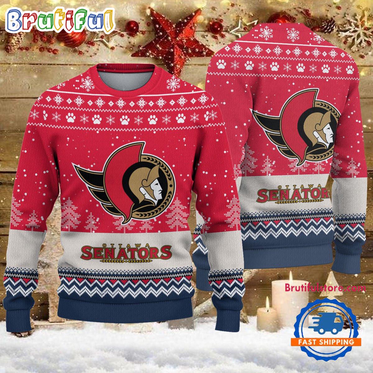 NHL Ottawa Senators Hockey Team Design New Ugly Christmas Sweater