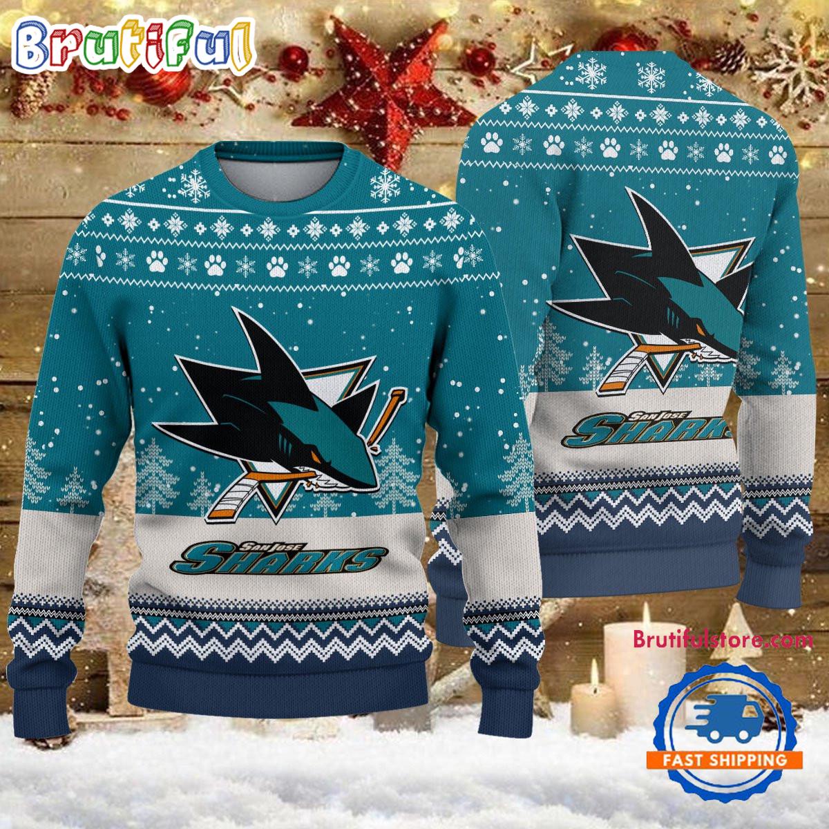 NHL San Jose Sharks Hockey Team Design New Ugly Christmas Sweater