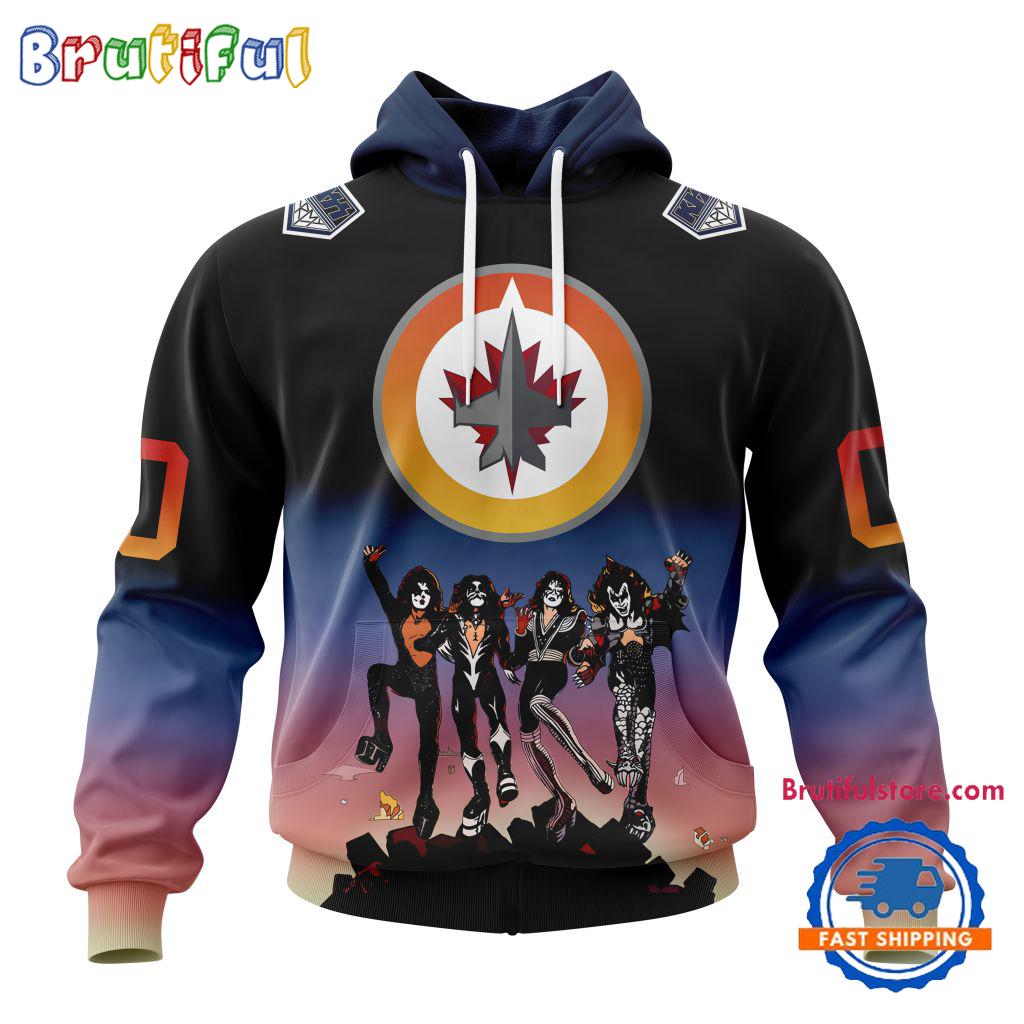 NHL Winnipeg Jets X KISS Band Special Hockey Team Music Design Unisex Hoodie