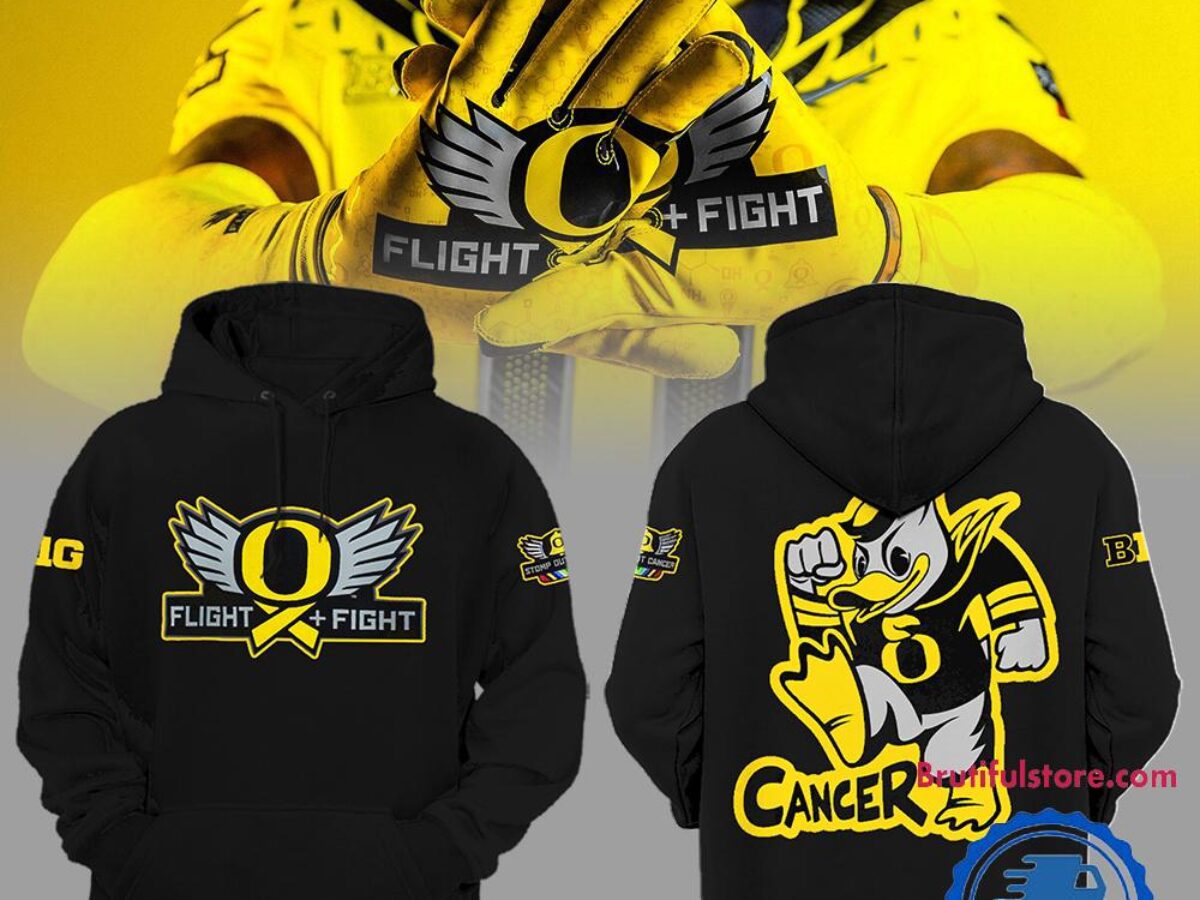 Oregon Ducks NCAA 2024 Big12 Stomp Out Cancer Black Hoodie Shirt