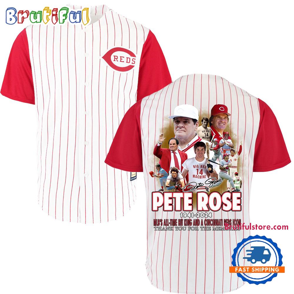 Pete Rose 1941-2024 MLB'S All Time Hit King And A Cincinnati Reds Icon Baseball Jersey