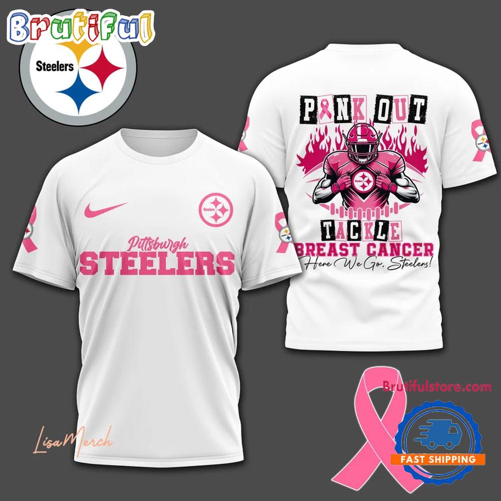 Pittsburgh Steelers Football Pink Out Tackle Breast Cancer New Design T Shirt
