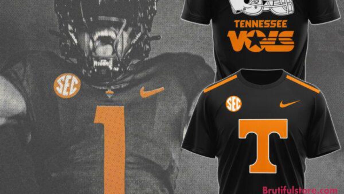 Tennessee Football Dark Mode Black T Shirt