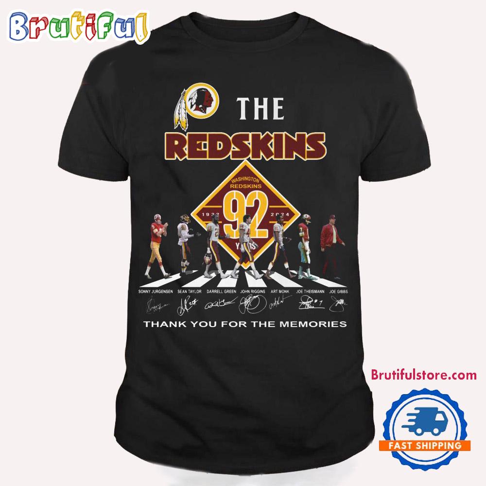 Washington Redskins Football Team 92th 1932-2024 Thank You For The Memories Signature T Shirt