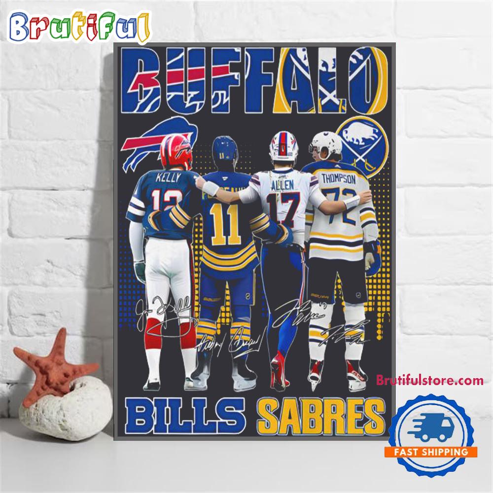 Buffalo Bills Sabres Team Football Player Signature Poster Canvas Art